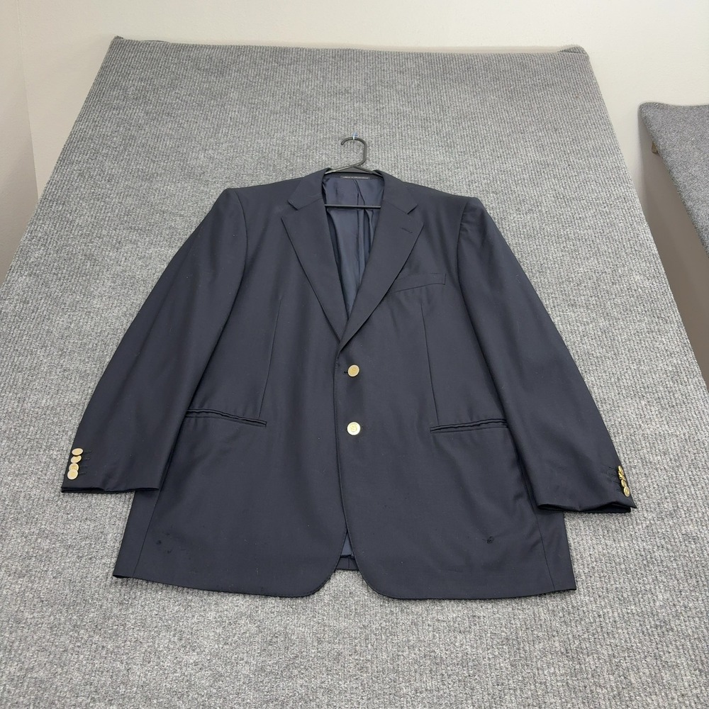 Ermenegildo Zegna Blazer Mens 24.5x34 Navy Blue Wool Gold Buttons Classic Luxury